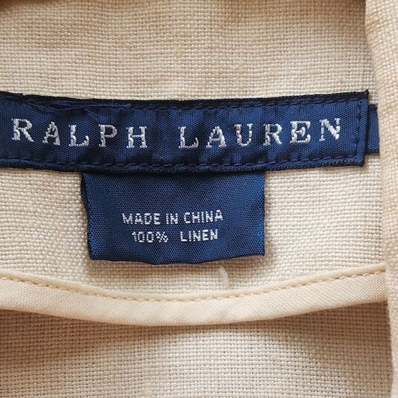 RALPH LAUREN Boy's Blazer Size 4 Twill 100% Linen Jacket Shoulder Pads - Picture 3 of 11